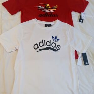 Bundle Of Adidas Men's Red and White Graphic Tees